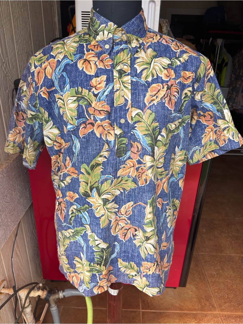 PreOwned Reyn Spooner Hawaiian Print Puulover Multicolored Men's Medium